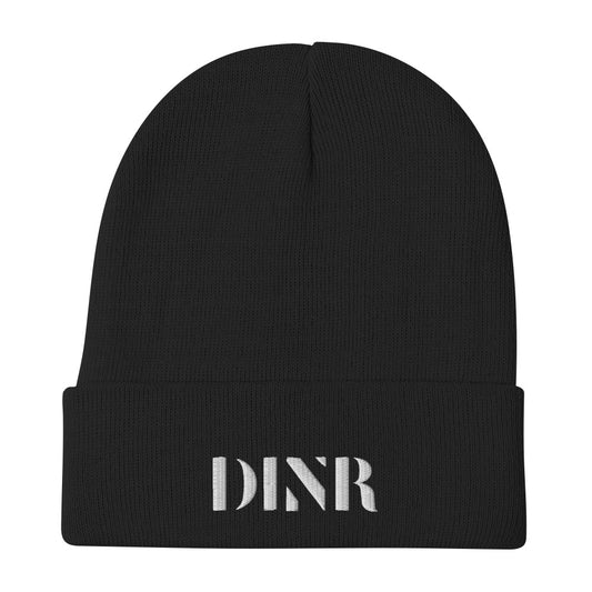 DINR Embroidered Beanie in White